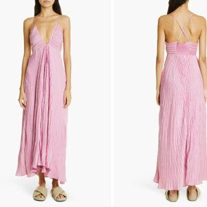 ALC Angelina Plisse Pink Pleated Midi Dress